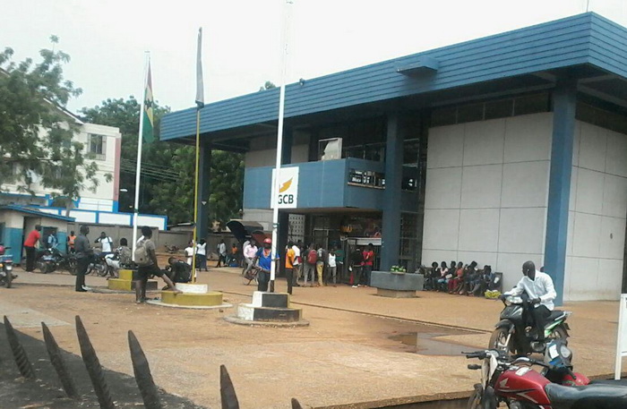 Some of the youth gathered in front of the GCB Bank at Bolgatanga Some of the youth gathered in front of the GCB Bank at Bolgatanga